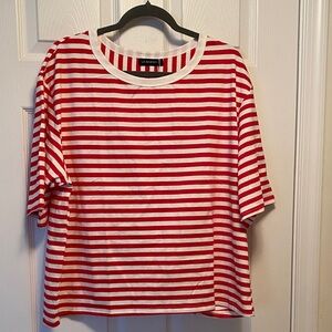La Baieso Red and White Striped Top…size XL